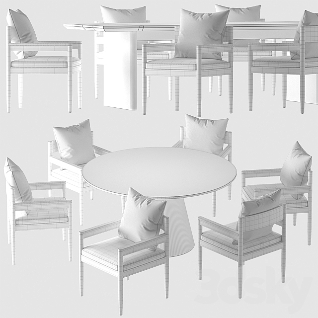 HARBOR _ ROZELLE DINING CHAIR AND TABLE 3DSMax File - thumbnail 3