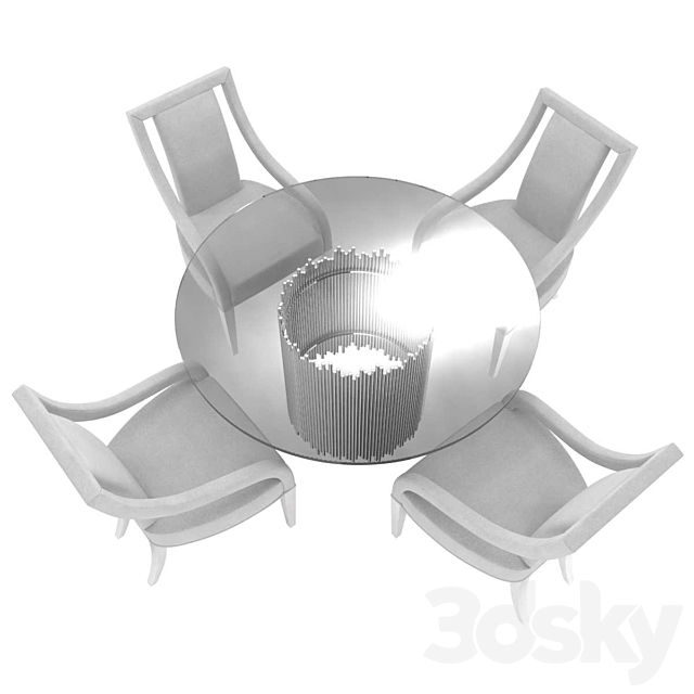 Bernhardt calista arm chair and round dining table 3d model 3d