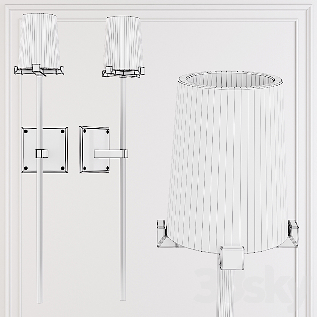 Restoration Hardware PAUILLAC TORCHE SCONCE Glass shade and Black 3DSMax File - thumbnail 2