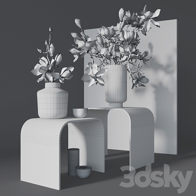 Decorative set with magnolia 3DSMax File - thumbnail 3