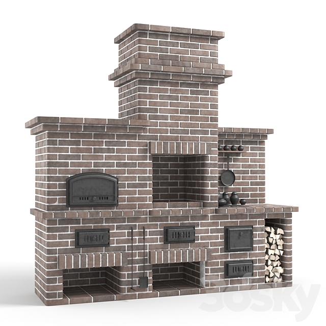 Barbecue stove made of bricks 3DSMax File - thumbnail 1