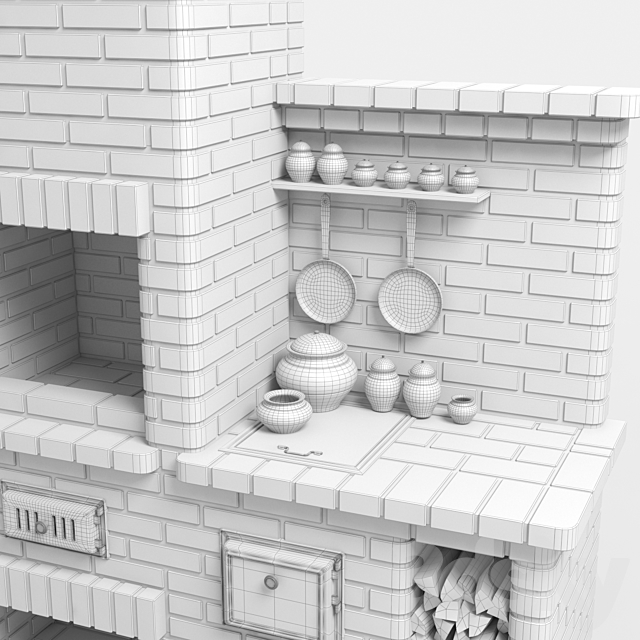 Barbecue stove made of bricks 3DSMax File - thumbnail 3