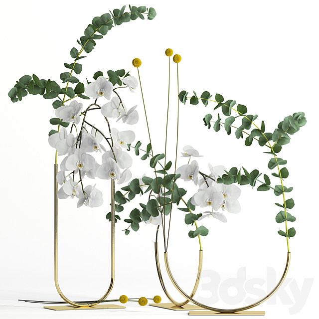 Plants in metal vases Fresh 3DSMax File - thumbnail 1