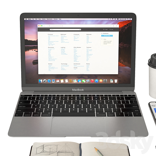 Workplace MacBook 12 3DSMax File - thumbnail 3