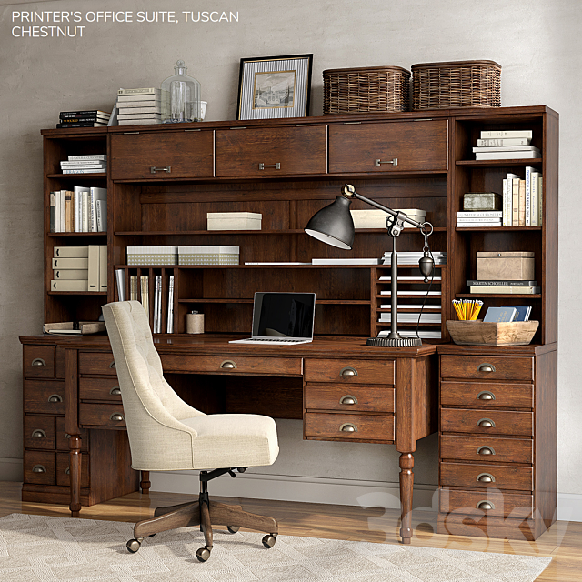 Pottery barn PRINTER’S OFFICE SUITE 3DSMax File - thumbnail 1