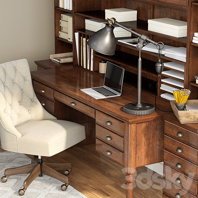 Pottery barn PRINTER’S OFFICE SUITE 3DSMax File - thumbnail 2