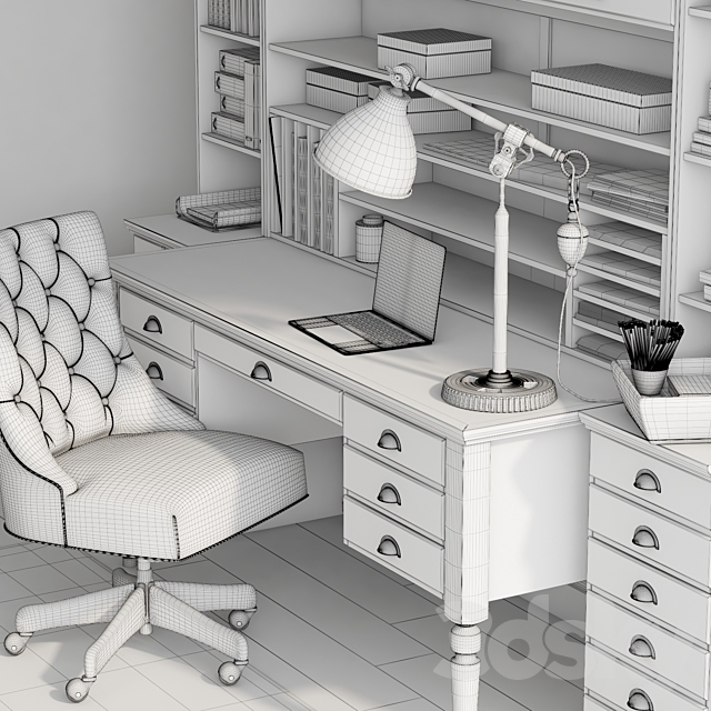 Pottery barn PRINTER’S OFFICE SUITE 3DSMax File - thumbnail 3