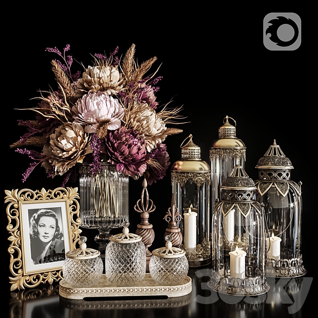 DECORATIVE SET 20 Dried flower antique lantern. 3DSMax File - thumbnail 1