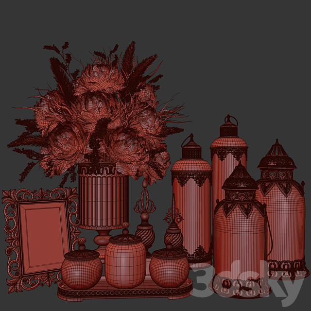 DECORATIVE SET 20 Dried flower antique lantern. 3DSMax File - thumbnail 3