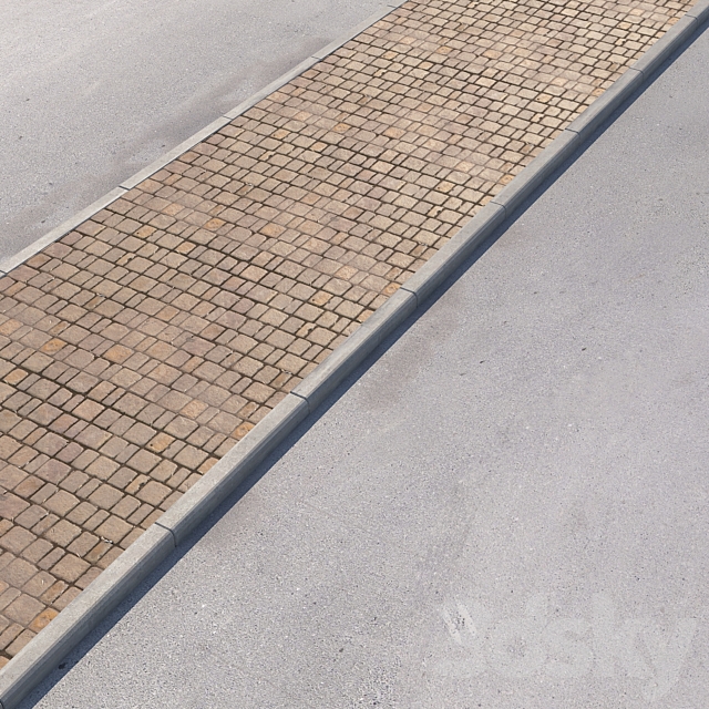 2 sidewalk options with road set_13 3d
