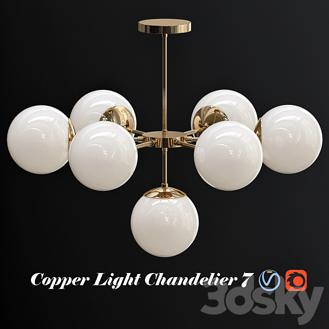 Copper light chandelier 7 3DSMax File - thumbnail 1