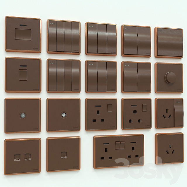 Scneme wall switches & sockets 3DSMax File - thumbnail 2