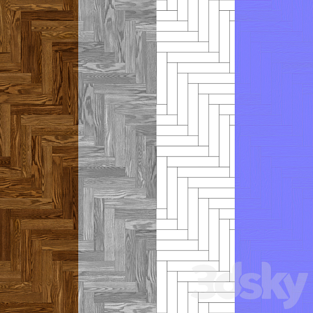 Seamless texture of solid oak parquet. PBR 3d