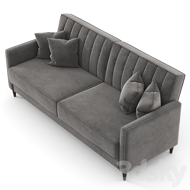 Black. velor sofa Nia Sleeper by Willa Arlo Interiors 3DSMax File - thumbnail 2