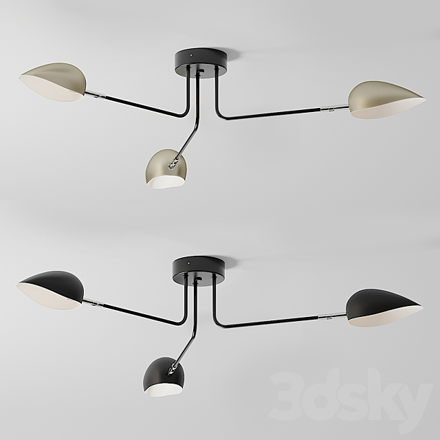 Industrial Modern 3-6 Light Ceiling Lamp 3d