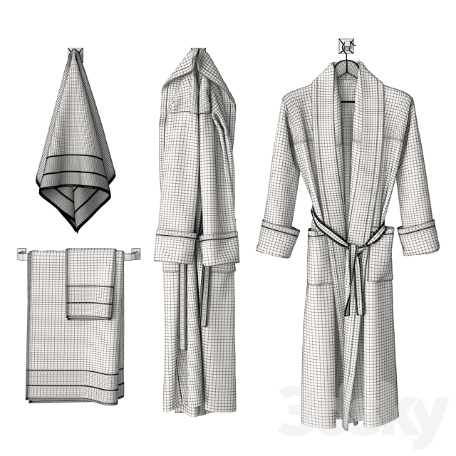 White bathrobe and towels 3DSMax File - thumbnail 2