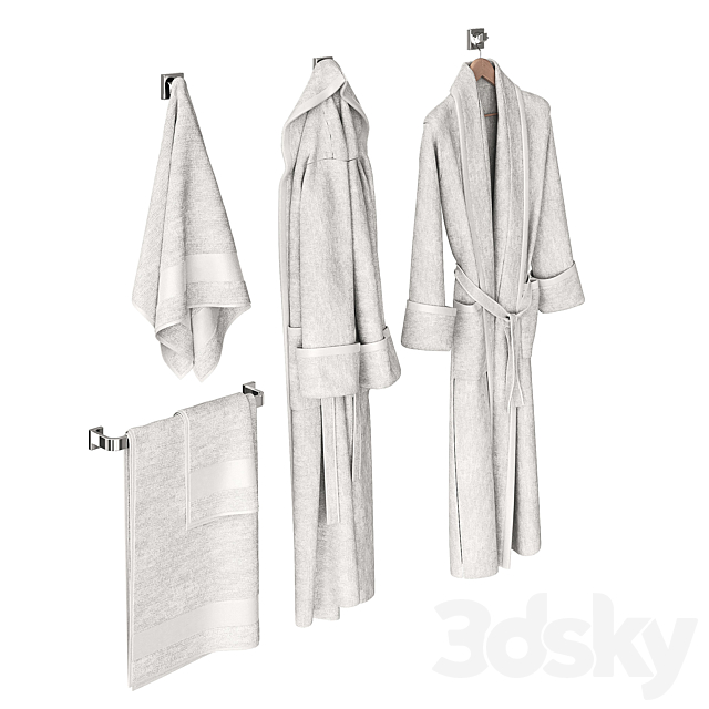 White bathrobe and towels 3DSMax File - thumbnail 3