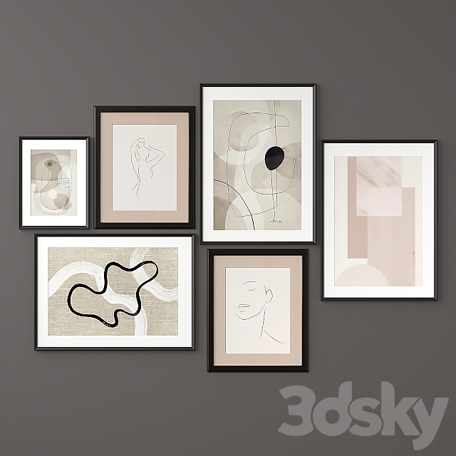 Abstract paintings set 3d