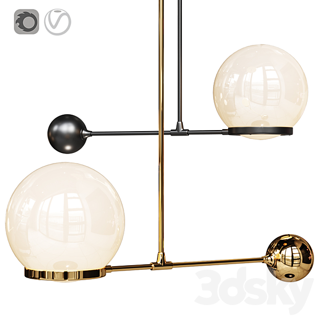 O&G contrapesso 8inch globe led pendant Gold and Matte Black 3d
