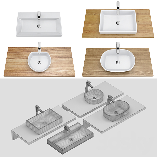 RAVAK set 60 washbasin set (Moon 1C. Formy 01. Solo. Natural 800) 3DSMax File - thumbnail 3