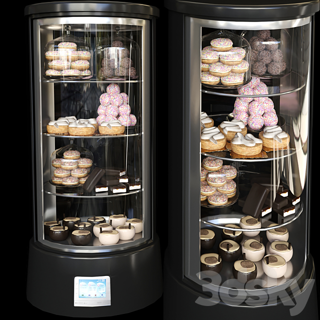 Refrigerator in a cafe with desserts and various sweets 2. Confectionery shop 3DSMax File - thumbnail 1