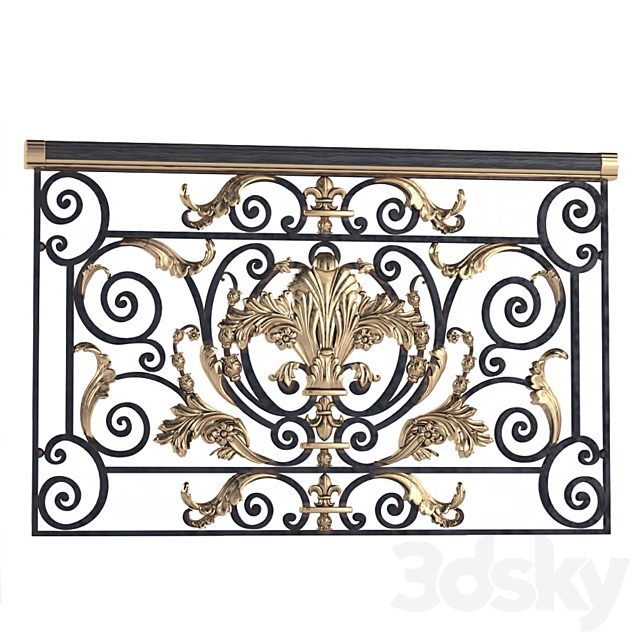 Classic wrought iron enclosure with cast inlays. Classic forged fence 3DSMax File - thumbnail 1