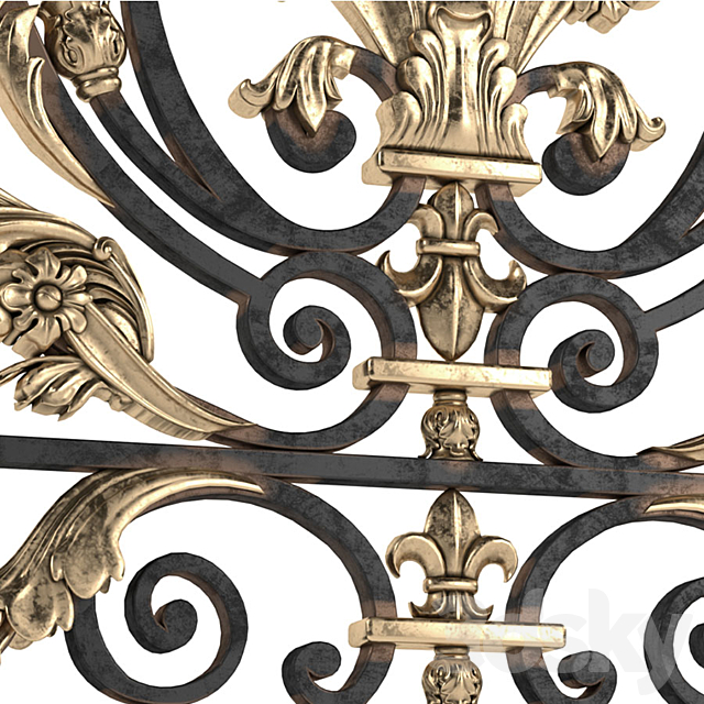 Classic wrought iron enclosure with cast inlays. Classic forged fence 3DSMax File - thumbnail 2