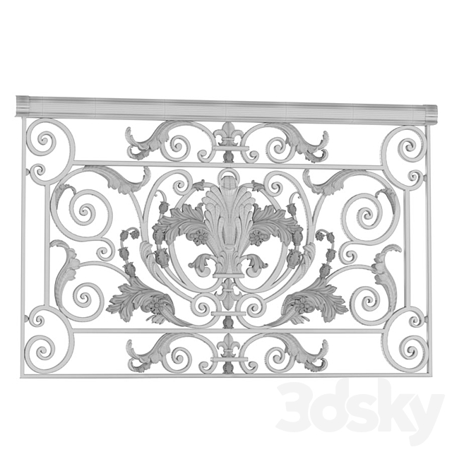 Classic wrought iron enclosure with cast inlays. Classic forged fence 3DSMax File - thumbnail 3