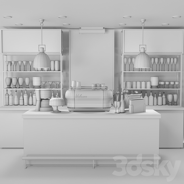 Design project of a bar with a marble bar and wine. Alcohol 3DSMax File - thumbnail 2