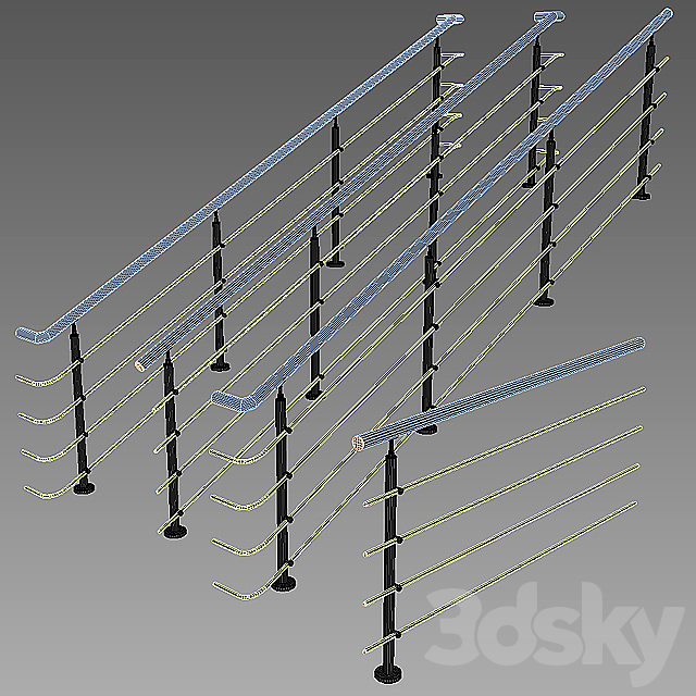 Stainless steel railing 1 3DSMax File - thumbnail 3