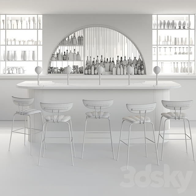 Pub in classic style with a collection of strong alcohol. Alcohol 3d