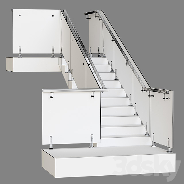 Glass railing on mini racks 4 3d