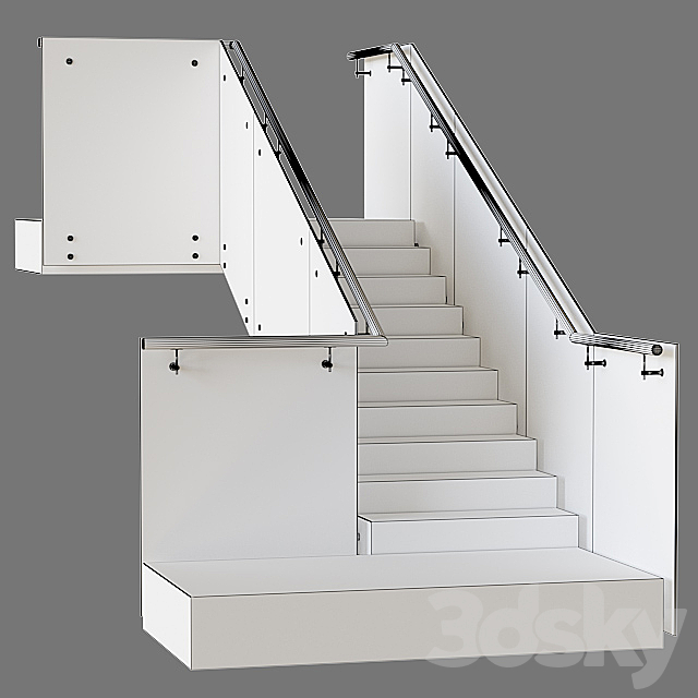 Spotted glass railing 5 3d