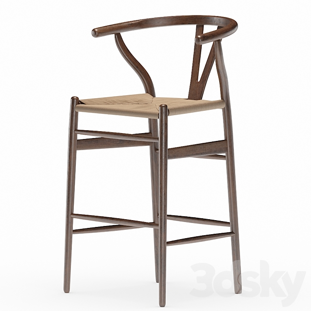 Wishbone Counter Stool 3d