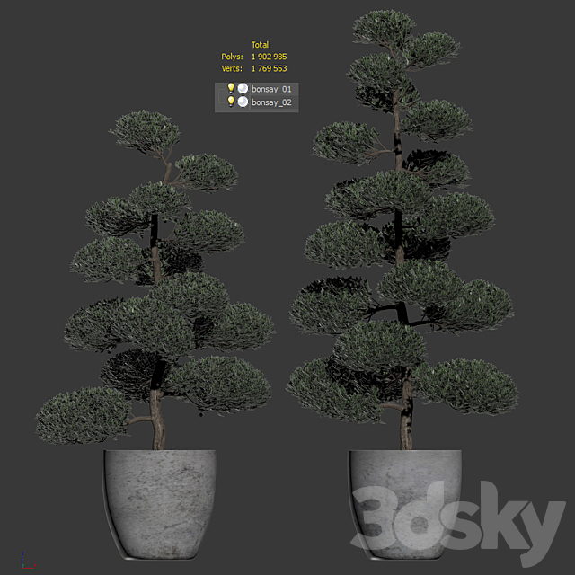Bonsai with spherical branches. 2 models 3DSMax File - thumbnail 3