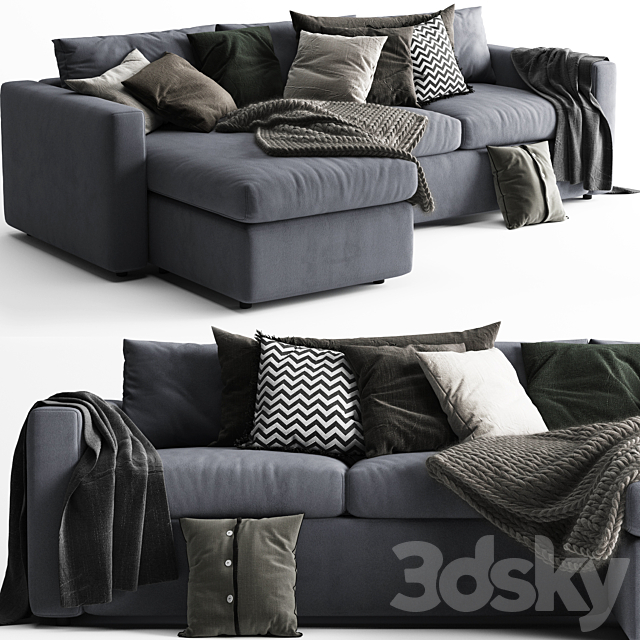 Ikea Vimle Chaise Longue Sofa - Scandinavian Set 3d