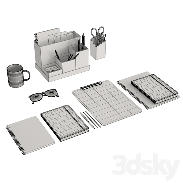 Office decor set 3DSMax File - thumbnail 3
