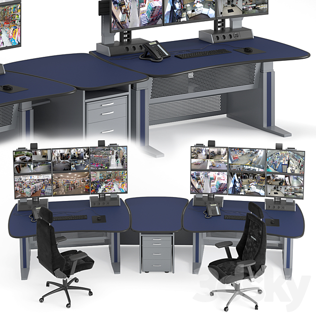 Vertiv Knurr Ergocon dispatch desk and console 3D Max - 3DMAXTER