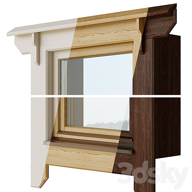 Wooden windows with platbands 1 | Constructor 3d