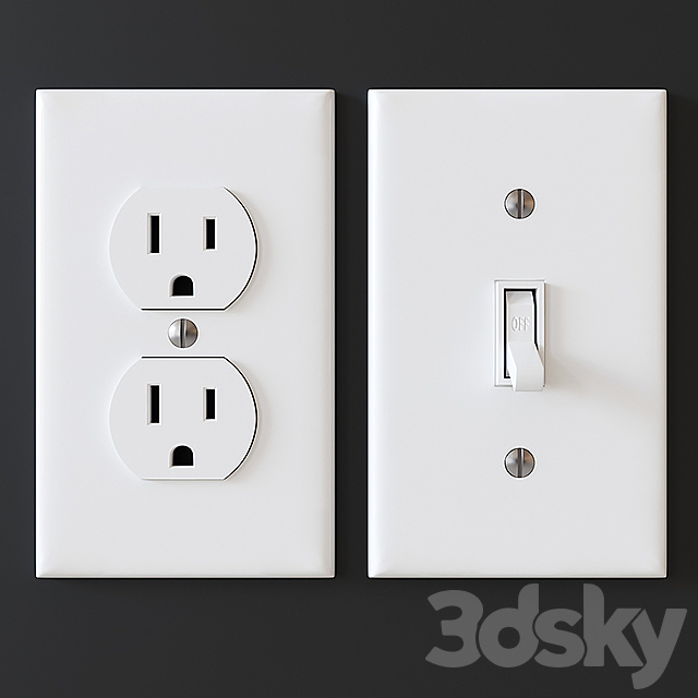 US electrical outlets and switches 3d