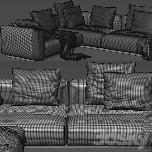 Flexform Lario B sofa 3DSMax File - thumbnail 3