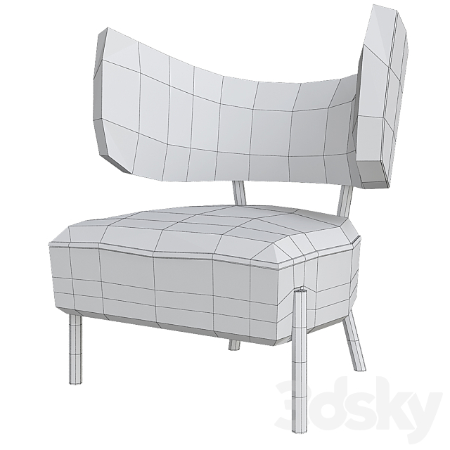 Kaare Klint chair (low poly) 3d