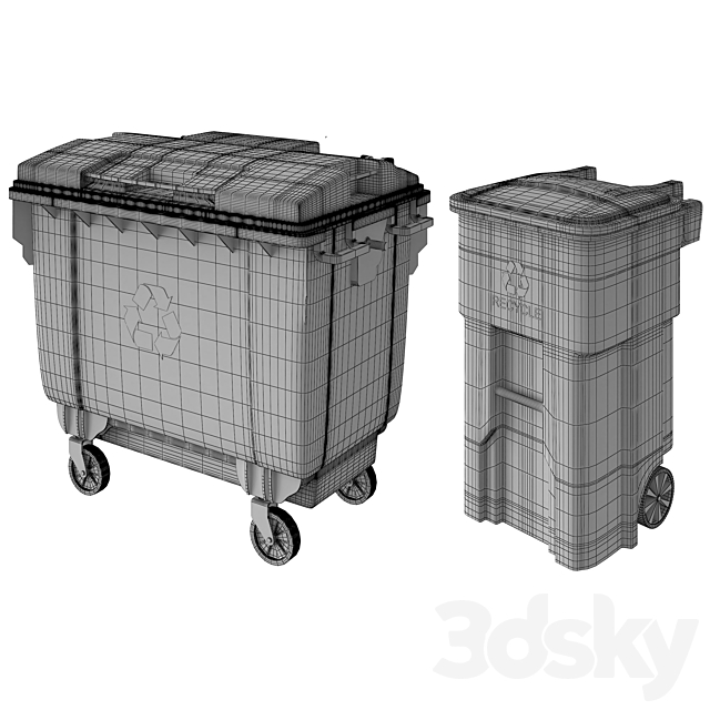 Trash can and dumpster 3d