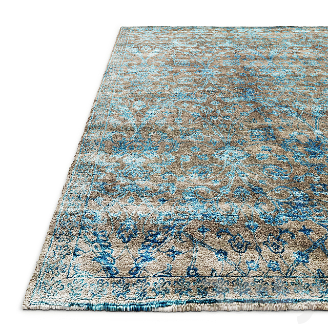 Custom Flore Hand-Knotted Rug RH 3d