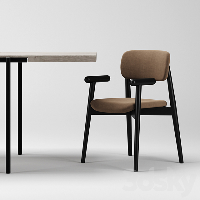 Dining Set 2 MZPA Mild Chair and ROMP TE01 Table 3d