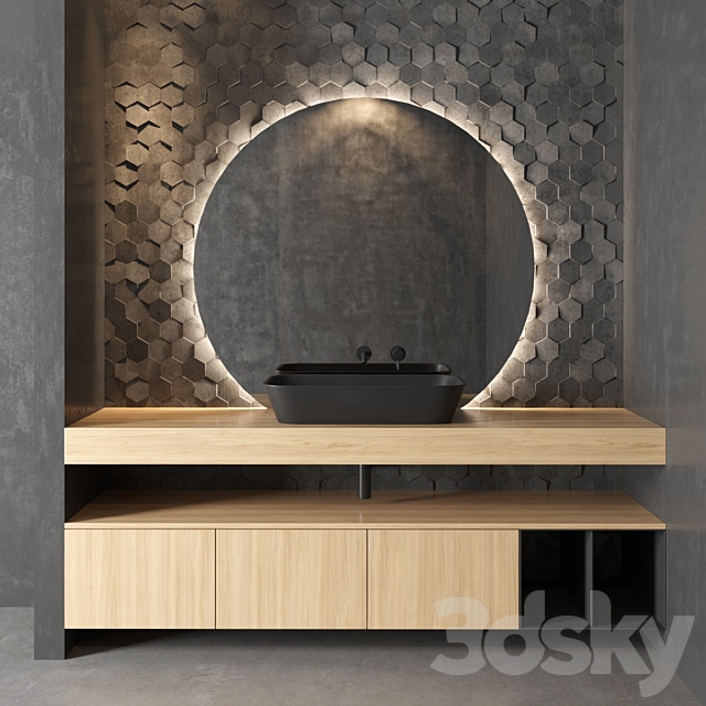 Cerasa NEROLAB | Wood veneer vanity unit 3DSMax File - thumbnail 1