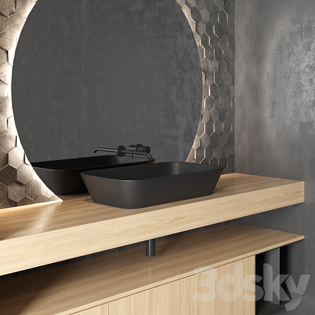 Cerasa NEROLAB | Wood veneer vanity unit 3DSMax File - thumbnail 2