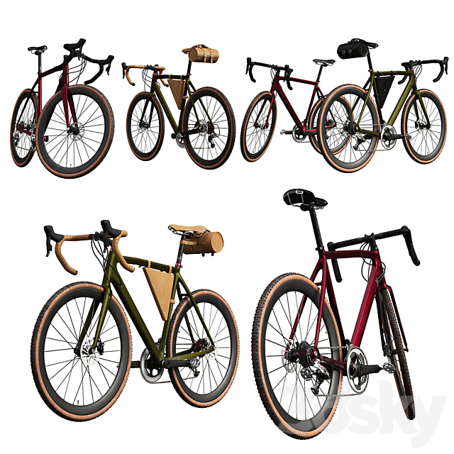 Modern bicycle in two shades 3d