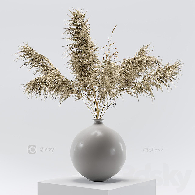 Vase with dried flowers 0001 3DSMax File - thumbnail 1