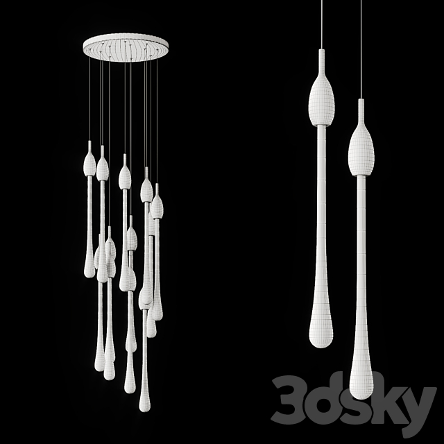 Drop shaped pendant lamp FIAL B 3d